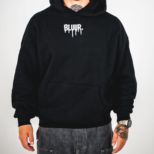 Black repeat print hoodie