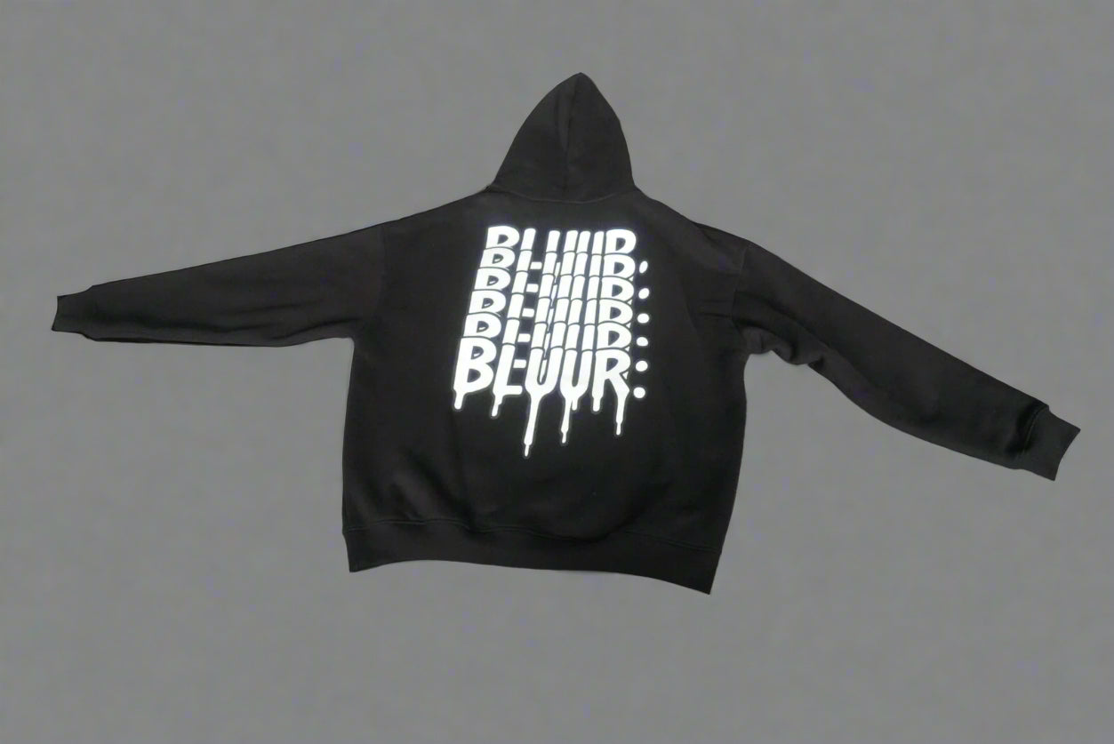 Black repeat print hoodie