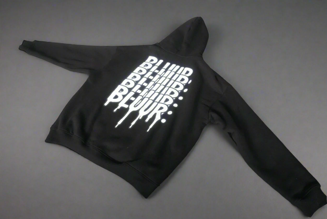 Black repeat print hoodie
