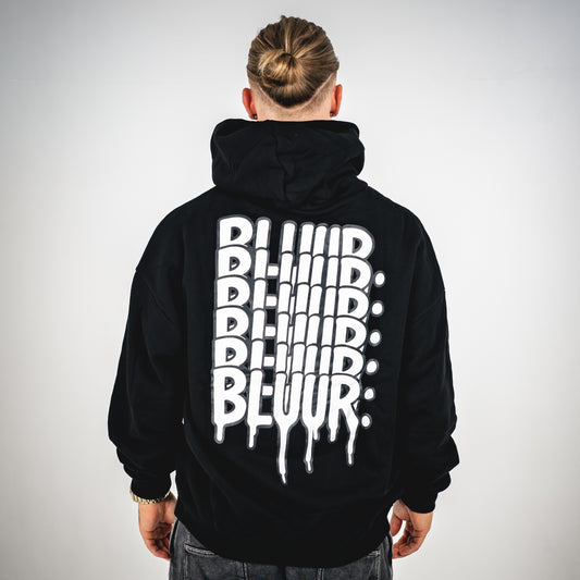 Black repeat print hoodie