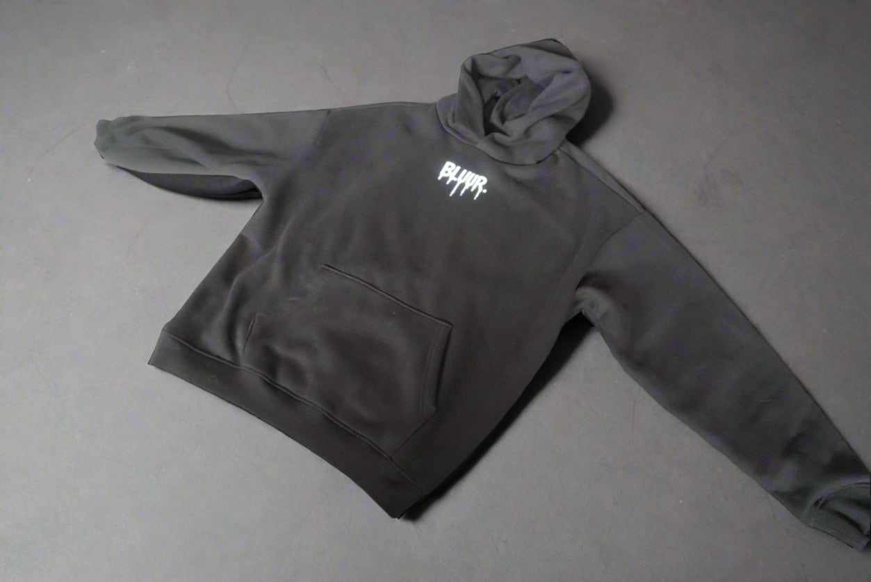 Black repeat print hoodie